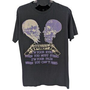 Metallica T Shirt Women Size XL Sad But True Lyrics Boyfriend Fit Goth Band Y2K